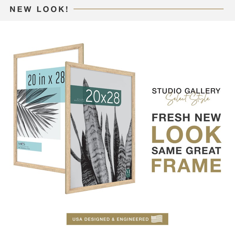 MCS Studio Gallery 20x28 Poster Frame Natural Woodgrain Engineered Wood, Vertical & Horizontal Wall Hanging Large Picture Frame for Photos, Posters & Art Prints (1-Pack) - Image 2